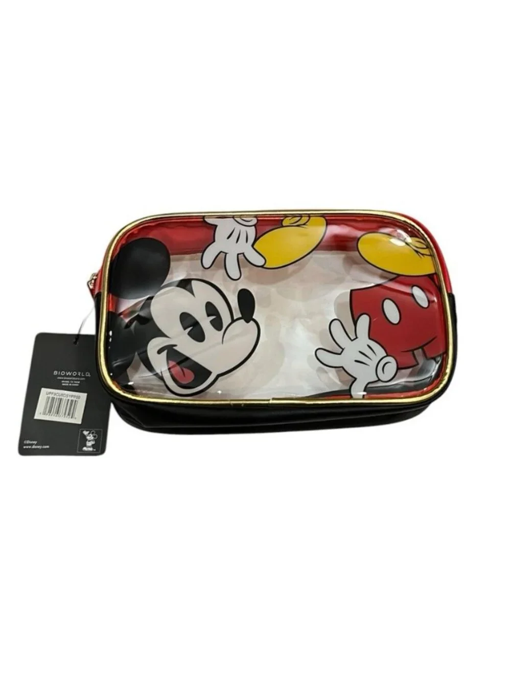 Disney Mickey Mouse Clear Cosmetic Case Makeup Bag Travel Bioworld NWT